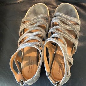 Suede leather heeled sandals. Zipper back opening. 2 inch stacked heel. Summer❤️